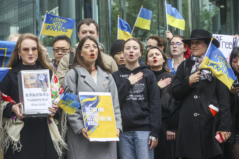 Третья годовщина вторжения России в Украину: в Тайбэе прошла акция в поддержку Украины